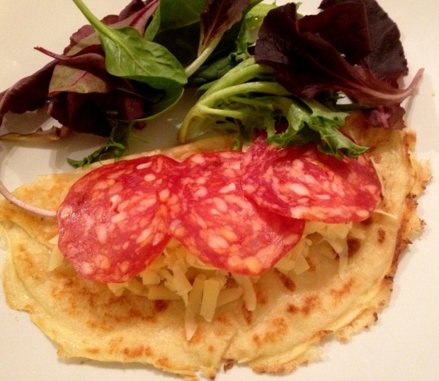 Pepperoni and cheese pancake by Naomi Longworth